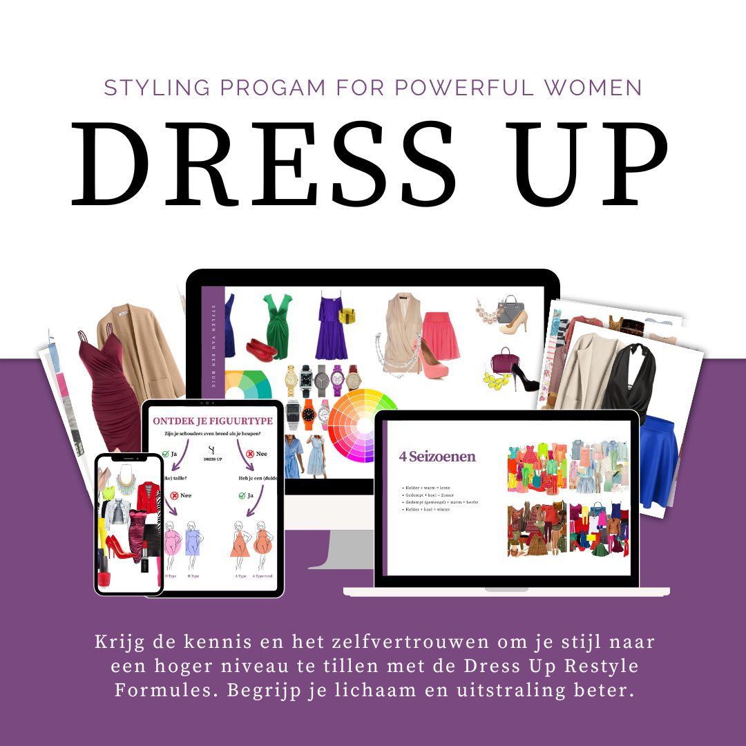 Dress Up Styling traject voor power vrouwen krachtige vrouwen online kleuranalyse online figuuranalyse kledingadvies stylingtips